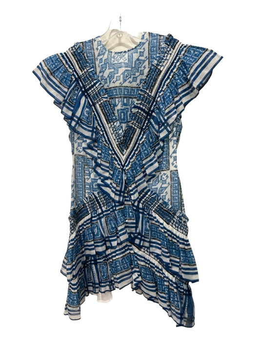 Philosophy di Lorenzo Serafini Size 6 Blue & White Cotton & Silk Abstract Dress Blue & White / 6