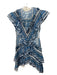 Philosophy di Lorenzo Serafini Size 6 Blue & White Cotton & Silk Abstract Dress Blue & White / 6