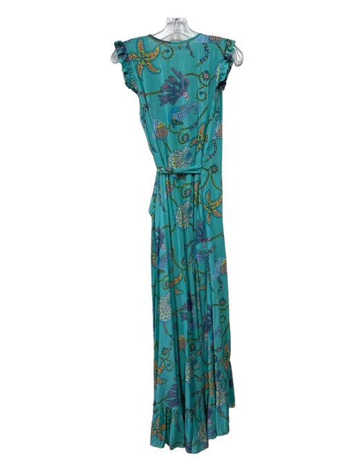 Feather & Find Size S Blue & Multi Rayon Ocean Life Print Maxi Wrap Dress Blue & Multi / S