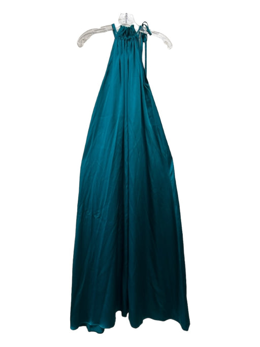 Cynthia Rowley Size XS Teal Green Silk High Ruffle Neck Sleeveless Maxi Dress Teal Green / XS