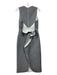 Acler Size 4 Gray & White Polyester Blend V Neck Sleeveless Pinstripe Midi Dress Gray & White / 4