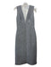 Acler Size 4 Gray & White Polyester Blend V Neck Sleeveless Pinstripe Midi Dress Gray & White / 4