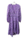 Ulla Johnson Size 4 Purple Cotton & Silk V Neck Tiered Floral Long Sleeve Dress Purple / 4