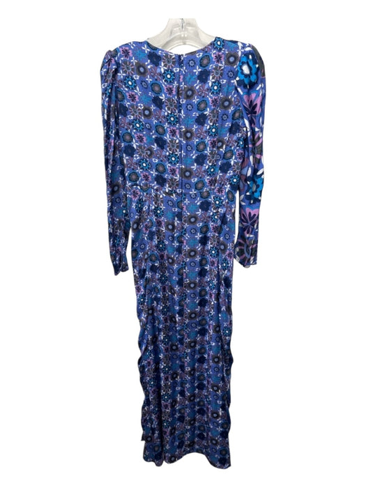 Celia B Size S Blue & Purple Polyester Floral Surplice Maxi Long Sleeve Dress Blue & Purple / S