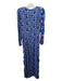 Celia B Size S Blue & Purple Polyester Floral Surplice Maxi Long Sleeve Dress Blue & Purple / S