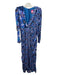 Celia B Size S Blue & Purple Polyester Floral Surplice Maxi Long Sleeve Dress Blue & Purple / S