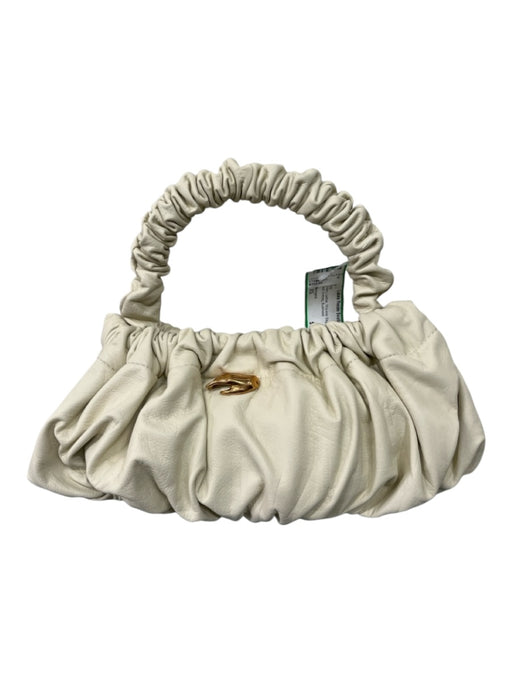 Marargent Cream Leather Shoulder Bag Scrunch Gold Evening Bag Cream / XS