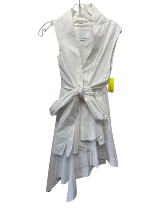 Acler Size 2 White Cotton Sleeveless Wrap Asymmetric Cocktail Dress White / 2