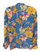 Mayle Size 2 Blue, Yellow, Pink Silk Long Sleeve Floral Button Front Collar Top Blue, Yellow, Pink / 2