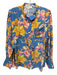 Mayle Size 2 Blue, Yellow, Pink Silk Long Sleeve Floral Button Front Collar Top Blue, Yellow, Pink / 2