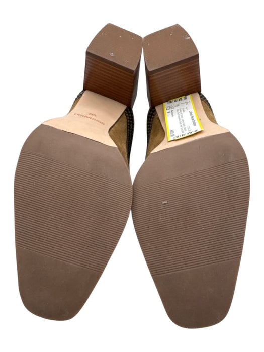 Bernardo Shoe Size 9 Brown & Black Leather Suede Square Toe Embroidered Mules Brown & Black / 9