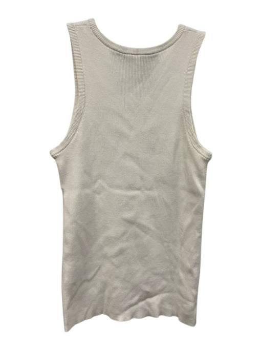 Bernadette Size Small White & Black Cotton Sleeveless Ribbed Floral Knit Top White & Black / Small