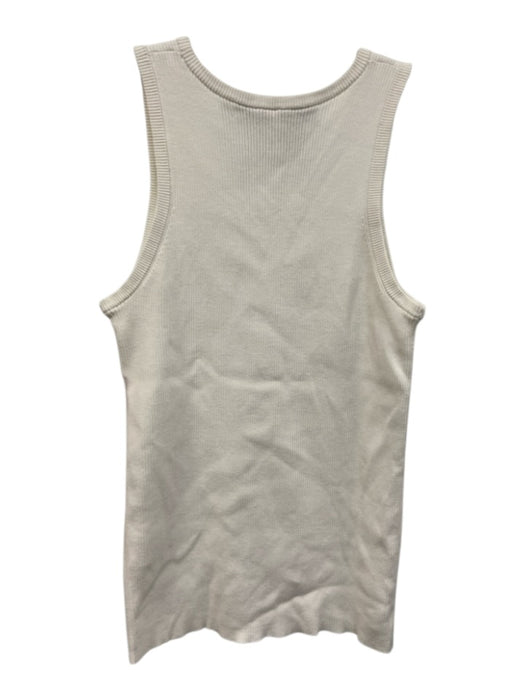 Bernadette Size Small White & Black Cotton Sleeveless Ribbed Floral Knit Top White & Black / Small