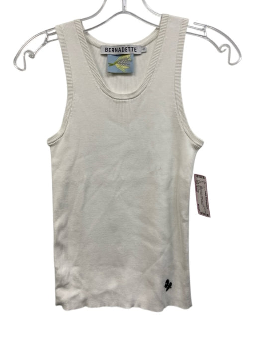 Bernadette Size Small White & Black Cotton Sleeveless Ribbed Floral Knit Top White & Black / Small