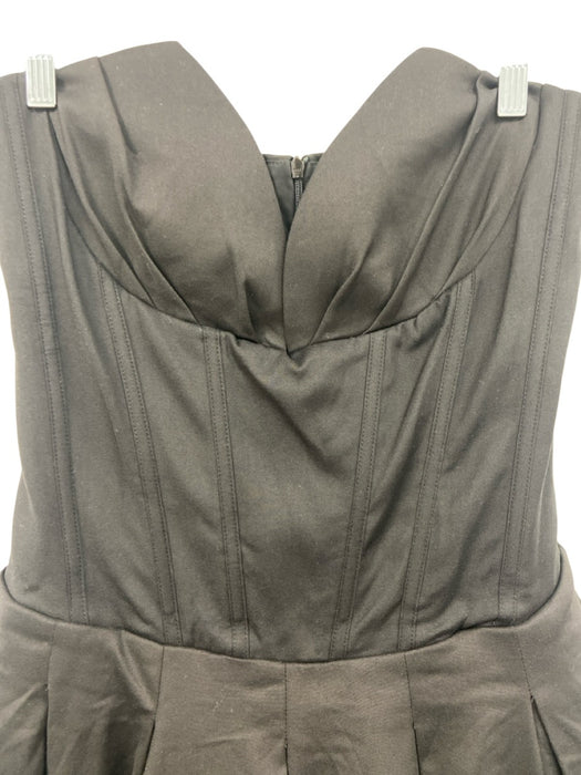 Miss Rosier Size XL Black Viscose Blend Strapless Corset Pleated Tulle Dress Black / XL