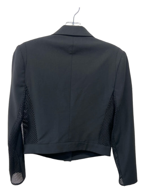 LAMB Size 4 Black Wool Blend Crop Mesh Side Single Button Blazer Jacket Black / 4