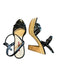 Prada Shoe Size 37 Black & Tan Leather Weave Cork Block Heel ankle strap Shoes Black & Tan / 37