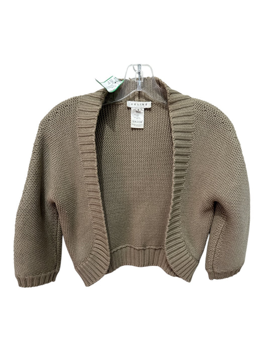 Celine Size S Tan Cotton Silk Ribbed Accent Half Sleeve Bolero Cardigan Tan / S