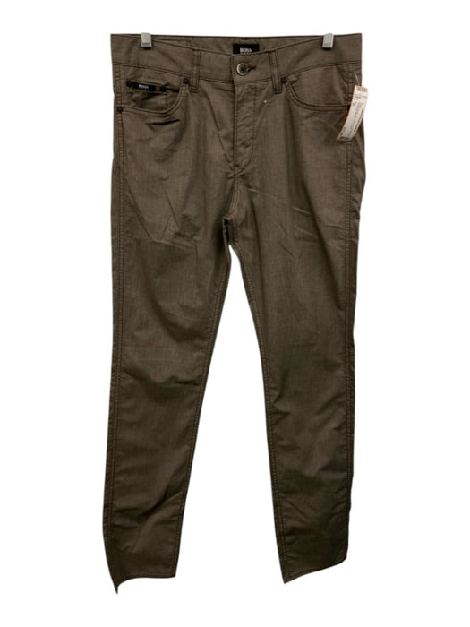 Boss Size 30 Gray & Brown Cotton Solid Men's Pants Gray & Brown / 30