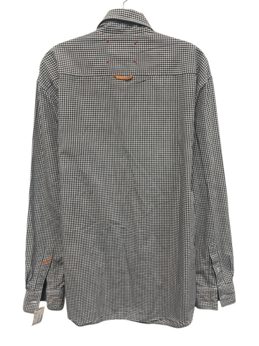 Robert Graham Size Est L White & Gray Cotton Plaid Button Down Long Sleeve Shirt White & Gray / Est L