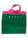 Marni Green & Pink Canvas Two Handle Colorblock Open Top Beach Tote Bag Green & Pink / XL