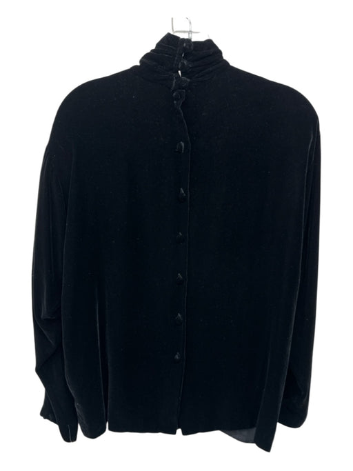 Ralph Lauren Size 8 Black Rayon Blend Velvet Back Button turtle neck Top Black / 8
