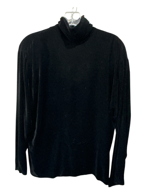 Ralph Lauren Size 8 Black Rayon Blend Velvet Back Button turtle neck Top Black / 8