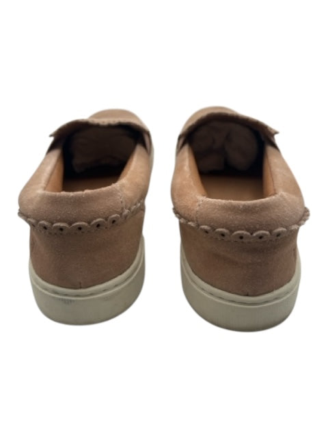 Frye Shoe Size 9.5 Beige & White Suede round toe Scallop Detail Slip On Flats Beige & White / 9.5