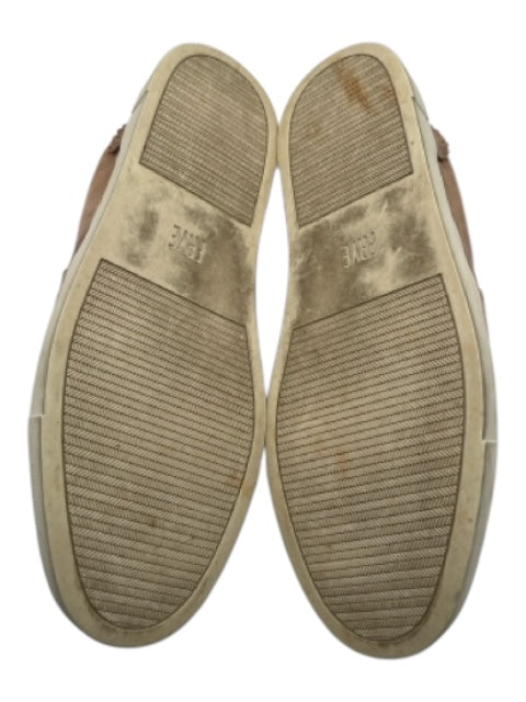 Frye Shoe Size 9.5 Beige & White Suede round toe Scallop Detail Slip On Flats Beige & White / 9.5