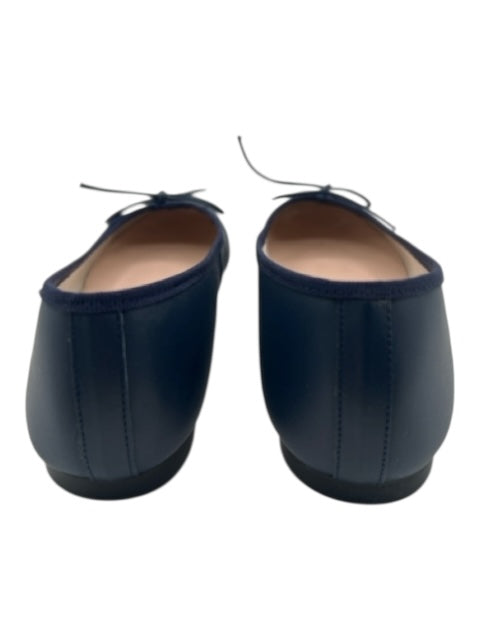 Patricia Green Shoe Size 10 Navy Blue Leather round toe Bow Detail Flats Navy Blue / 10