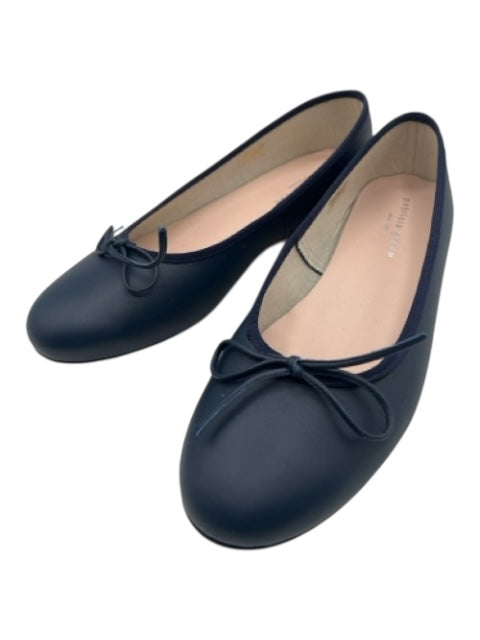 Patricia Green Shoe Size 10 Navy Blue Leather round toe Bow Detail Flats Navy Blue / 10