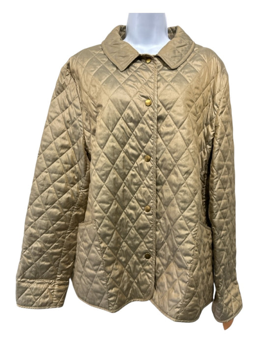 Burberry Size XL Tan Polyester Collar Quilted Snap Button Jacket Tan / XL