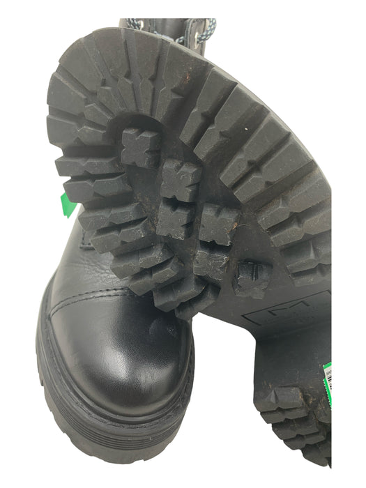 Marc Fisher Shoe Size 6.5 Black Leather Combat lace up Block Heel Boots Black / 6.5