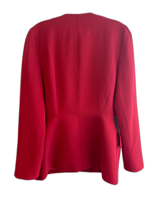 Thierry Mugler Size 38 Red Wool Snap Button Closure Blazer Skirt Set Red / 38