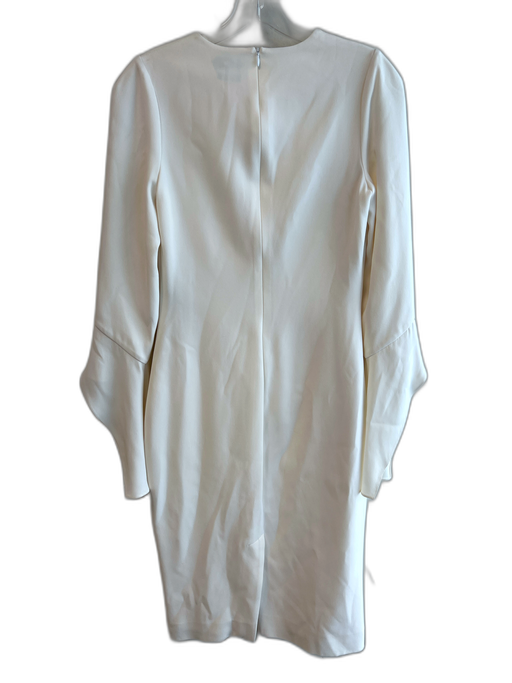 Tom Ford Size 40 Cream Silk Round Neck Long Flare Sleeve Back Zip Midi Dress Cream / 40