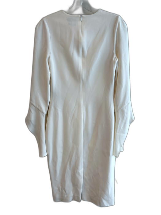 Tom Ford Size 40 Cream Silk Round Neck Long Flare Sleeve Back Zip Midi Dress Cream / 40