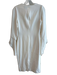 Tom Ford Size 40 Cream Silk Round Neck Long Flare Sleeve Back Zip Midi Dress Cream / 40