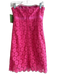 Lilly Pulitzer Size 2 Pink Cotton Strapless Lace Overlay Floral Back Zip Dress Pink / 2