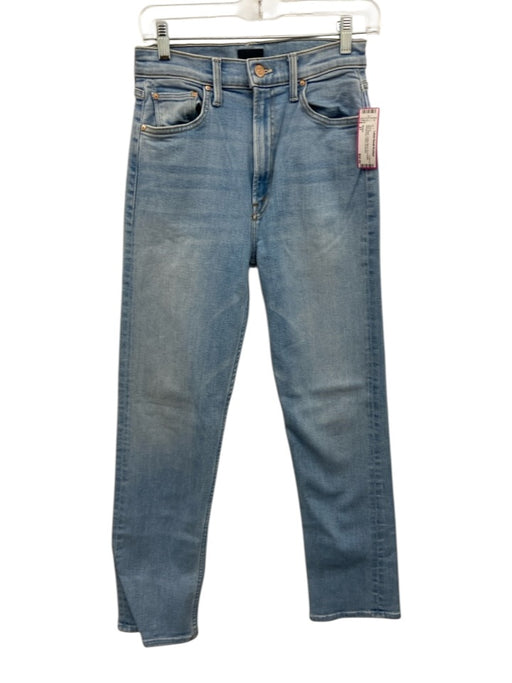 Mother Size 27 Blue Wash Cotton Blend Zip & Button Whiskering Faded Jeans Blue Wash / 27