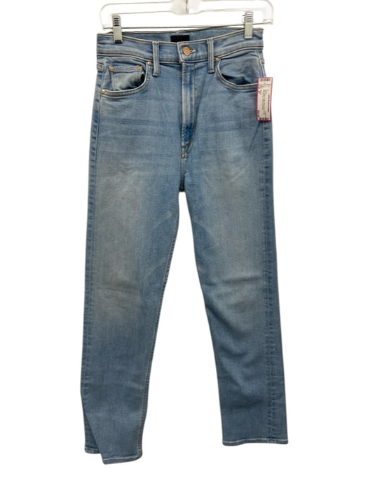 Mother Size 27 Blue Wash Cotton Blend Zip & Button Whiskering Faded Jeans Blue Wash / 27