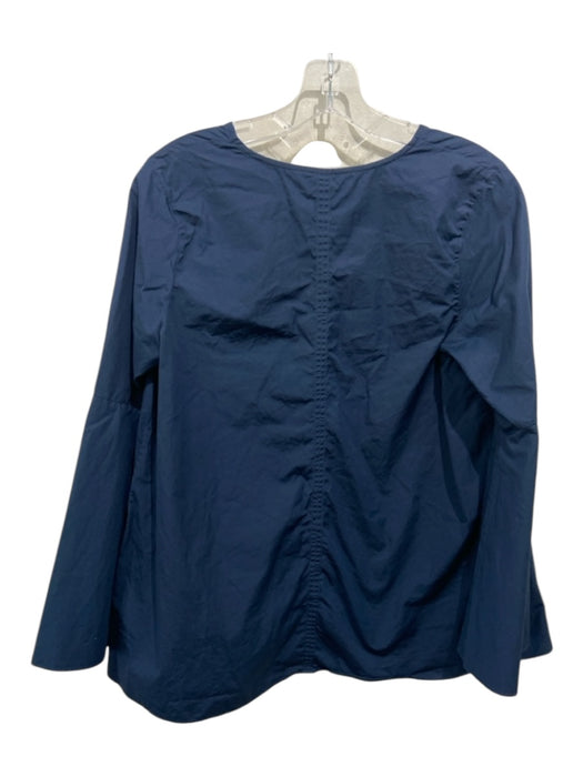 Ann Mashburn Size M Navy Cotton V Neck Long Ruffle Sleeve Top Navy / M