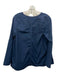 Ann Mashburn Size M Navy Cotton V Neck Long Ruffle Sleeve Top Navy / M