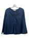 Ann Mashburn Size M Navy Cotton V Neck Long Ruffle Sleeve Top Navy / M