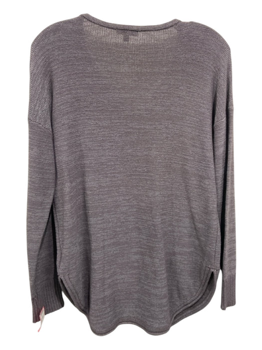 Lilla P Size M Grey Cotton & Nylon V Neck Long Sleeve Heathered Top Grey / M