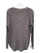 Lilla P Size M Grey Cotton & Nylon V Neck Long Sleeve Heathered Top Grey / M