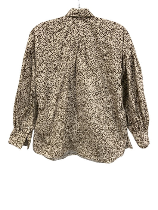 Ann Mashburn Size M Cream & Black Cotton Button Up Top Cream & Black / M