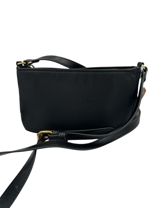 Tahari Black Nylon & Faux Leather Gold hardware Crossbody Magnetic Close Bag Black / Mini