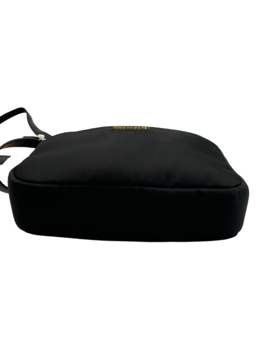 Tahari Black Nylon & Faux Leather Gold hardware Crossbody Magnetic Close Bag Black / Mini