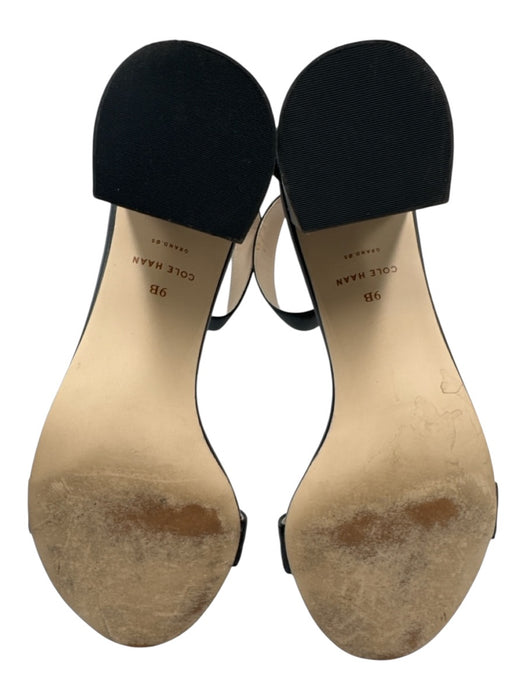 Cole Haan Shoe Size 9B Black Leather Gold hardware Ankle Buckle Block Heel Pumps Black / 9B