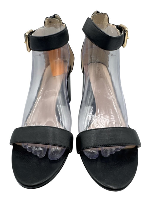 Cole Haan Shoe Size 9B Black Leather Gold hardware Ankle Buckle Block Heel Pumps Black / 9B
